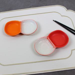 도자기 초장기 간장종지 2칸 소스그릇 땅콩소스기(2color)