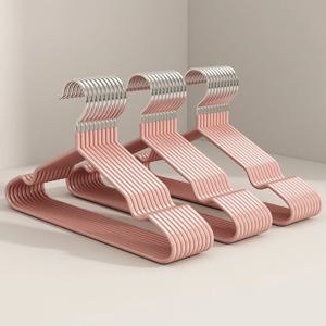 두꺼운 컬러 스테인리스 다용도 옷걸이 10P 핑크