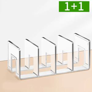 1+1 아크릴 투명 4단 책상 책꽂이 정리 간이 수납장 OTB-BSF1