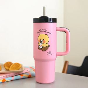 카카오프렌즈 춘식이 데일리 그립 텀블러 887ml 손잡이 스텐 빨대 보온 보냉 스트로우