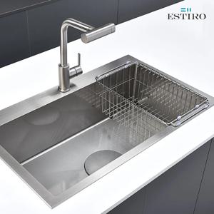 에스티로 사각 엠보 싱크볼 850 폭포 싱크대 수전 교체시공 LV-1000