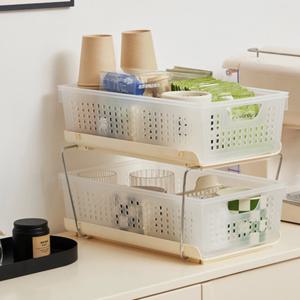 싱크대 레일 선반 하부장정리 양념통 하부 상부 반투명 리빙 박스 서랍 2단