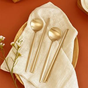 방짜유기 각인 놋 달 2인 수저세트