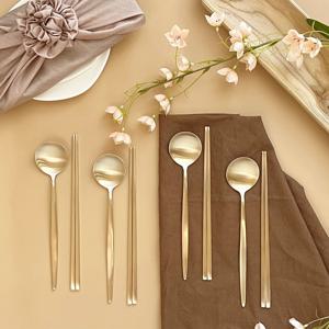 방짜유기 각인 놋 달 4인 수저세트