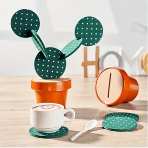 선인장 티코스터 세트 연필꽂이 받침대