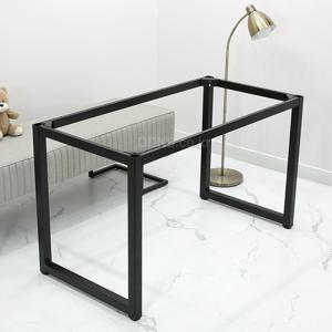 책상 다리 탁자 프레임 1200 x 600 H700 블랙 수평 조절발 40각 철재 발통