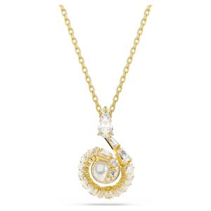 Snake 펜던트, 크리스털 펄, 믹스 컷, 크리스털 펄, 뱀의 해, 화이트, 18K 골드 피니시