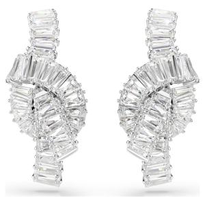 Matrix 이어링, 바게트 컷, 매듭, 화이트, 로듐 플래팅