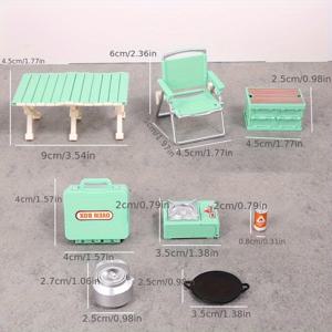 TEMU 미니어처 아웃도어 캠핑 세트 - 접이식 의자, 피크닉 테이블 & 이동형 스토브, DIY 인형집용품, 뒷마당 장식소품, 사진 촬영 프로ップ, 수제 초미니어처 디스플레이, 고급 휴일 선물