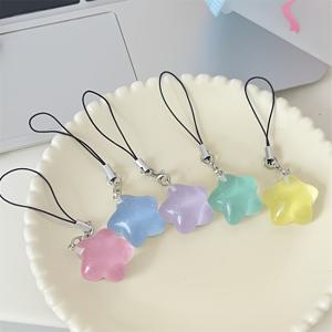 TEMU 5개 귀여운 레진 별 폰참 - 핑크, 그린, 블루, 퍼플 & 오렌지 반짝이는 다섯뿔별 펜던트, 백팩과 휴대폰용, 커플 선물 추천, 친구와 동료를 위한 사랑스러운 액세서리