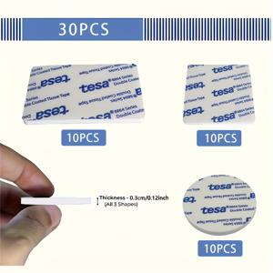 TEMU 30pcs EVA 양면 테이프, 3mm 두께, 벽, 바닥, 문, 플라스틱용 강력한 접착제 - 직사각형, 정사각형, 원형 모양, 자동차, 집, 공장, 사무실, 등에 이상적, 사무용품 | 장식용 접착제 | 내구성 있는 접착제