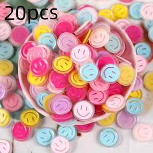 TEMU 20개 컬러풀 레진 해피 페이스 찬스 DIY 보석 만들기, 다양한 파스텔 색상, 반지, 목걸이, 공예용 라운드 비즈 액세서리, 보석 만들기 용품|즐거운 디자인|내구성 있는 레진, 보석 만들기용 찬스, 추수감사절에 완벽합니다