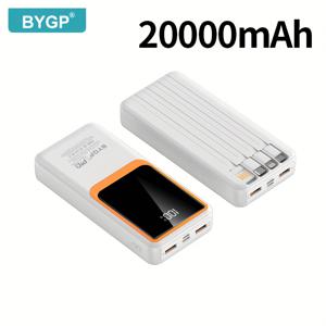 TEMU 1개 10000/20000mAh 대용량 휴대용 보조배터리, Type-C 고속 충전기, 4개 케이블 포함, USB/ , 아이폰/ 디지털 기기용, 야외 여행 휴대폰 비상용 백업 배터리 팩, 내장 케이블이 있는 휴대용 충전기,미니 파워뱅크 고속 충전,휴대용 배터리,미니 휴대용 보조 배터리,휴대용 충전기|보조배터리|보조배터리20000