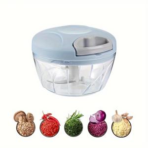 TEMU 다기능 야채 절단기 & 마늘 믹서 - 500/900ml 스테인리스 스틸 수동 그라인더, 야채와 과일을 효율적으로 절단하는 원형 플라스틱 디자인, 전기 필요 없음, 주방 가제트, 야채 절단기 및 마늘 믹서|마늘다지기