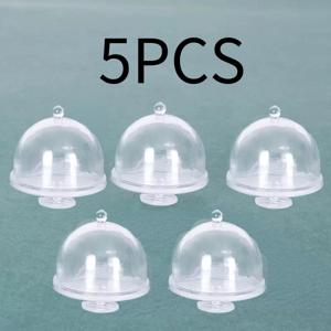 TEMU 5pcs 미니 도르하우스 케이크 돔 - 파스텔 컬러 케이크 디자인을 갖춘 투명 ABS 먼지 커버, 도르하우스 장식, 휴일 디스플레이 및 미니어처 풍경 사진 용품, 도르하우스 장식