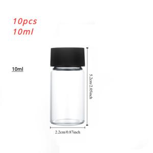 TEMU 나사 캡이 있는 10개 투명 유리 비알 - 10ml, 15ml, 20ml 크기, 에센셜 오일 및 샘플용 - 튼튼한 보로실리케이트 유리 병과 PP 뚜껑