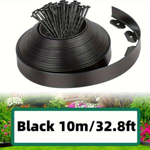 TEMU 10/5m 블랙 PE 정원 경계 키트 - 강력한 고정 나일로 30/15개, 설치가 쉬움, 파기 필요 없음, DIY 정원, 꽃밭, 경로, 잔디 분리용 5cm 고도 랜드스케이프 경계 울타리, 정원 경계 키트 | 쉬운 설치 경계 | 플라스틱 정원 경계, 정원 경계 용품