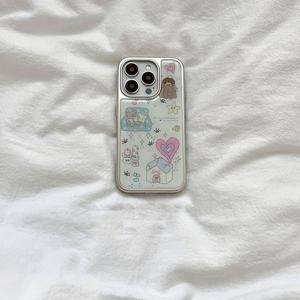 TEMU 러브 하우스 귀여운 곰 폰 케이스, 전기도금 사진 프레임 방탄, 아이폰 16 프로 맥스 15 플러스 14 11 호환 보호 커버, 크리스마스 선물, 새해 선물, 부활절 선물, 가족과 친구를 위한
