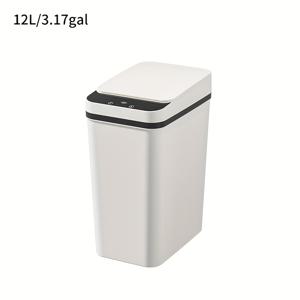 TEMU 12L/2.2갤런 스마트 자동 센서 , 터치리스 작동, 핸즈프리 뚜껑 & 조용한 닫힘 메커니즘, 모던한 직사각형 디자인과 슬림 - 블랙 ABS 플라스틱 자동 센서 , 모션 센서 & 위생적인 핸즈프리 작동, 욕실, 주방, 사무실, 거실, 침실에 적합 - 소형 공간에 이상적, 세련된 블랙 마감, 내구성 & 쉬운 유지보수|쓰레기통