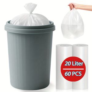 TEMU 20L 고강도 누수 방지 쓰레기봉투, 쉬운 끈 묶음 디자인 - 주방, 욕실, 사무실, 침실 및 화장실에 적합한 공간 절약형