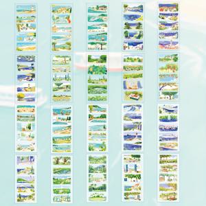 TEMU 20장/책 동화 시계 수제 풍경 아키텍처 캐릭터 일러스트레이션 스티커 세트 | 10장 PET + 10장 크래프트 종이 - 다목적 자연 테마 스티커 | 가을 잎/피크닉/코티지/연못 로터스, 예술 창작 DIY 앨범, 손글씨 일기장, 스크랩북 소재, 카드 콜라주 문구 장식용 핸드 계정 소재|편지지|다이어리|카드스티커
