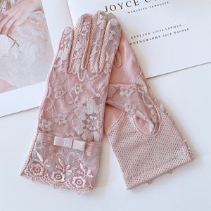 TEMU 여성용 우아한 레이스 쇼트 장갑 - 미끄럼 방지 터치스크린, 통기성 및 보호 기능, 빈티지 스타일 플로랄 패턴, 결혼식, 정장 파티 및 특별한 날에 완벽, 세련된 액세서리, 섬세한 레이스 디자인