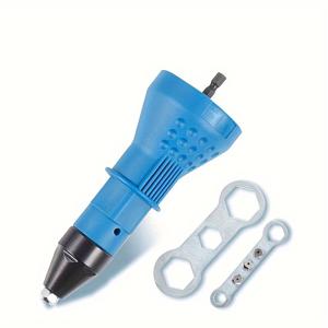 TEMU 이 무선 전기 리벳 너트 건으로 도구 상자를 업그레이드하세요 - 2.4.8mm 드릴 어댑터 포함, 블랙 및 블루