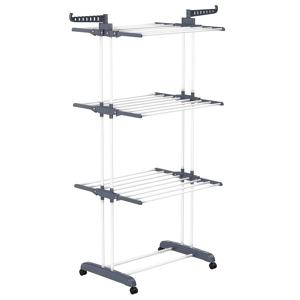 TEMU Laoyeboubi 3-Tier 조절 가능한 롤링 옷 건조대, 접이식 매달린 바, 실내 및 실외 사용을 위한 대형 바퀴 - 금속, 세탁실 액세서리, 건조대, 건조대|빨래건조대