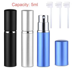 TEMU 골든 링이 있는 3개 세트 5ml 리필 가능한 향수 아토마이저 유리 알루미늄 병 미스트 스프레이