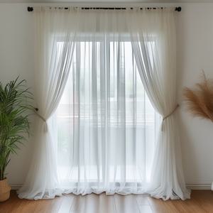 TEMU 2pcs 우아한 화이트 시어 메시 커튼 - 웨딩, 파티, 가족 모임 및 더 많은 것에 사용할 수 있는 직사각형 폴리에스터 원단 - 웨딩 배경, 캠핑, 사생활 보호를 위한 다용도 장식 - 실내/실외 이벤트에 적합, 거실용 커튼|샤워커튼