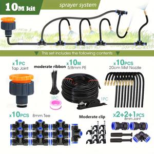 TEMU 15m-10m DIY 플렉스 스프레이 키, 정원 미스트 관개용 8mm 호스, 유럽 및 아메리카용 유니버설 커넥터 스레드