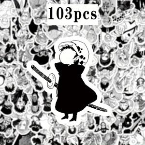 TEMU 103개 블랙 앤 화이트 애니메이션 장식 스티커 고품질 PVC 방수 데칼 | , 스케이트보드, 기타, 자전거, 헬멧용 다기능 DIY 장식