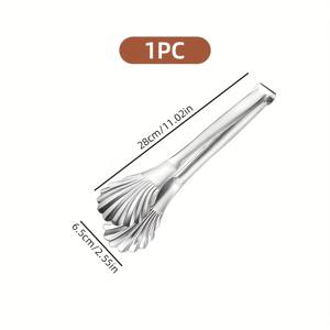 TEMU 1pc 스테인레스 스틸 식품 턱 - 우아한 은빛 껍질 모양의 안전한 서비스 도구, 생선, 고기, 야채에 적합 - 가정 및 전문 요리사용으로 내구성이 뛰어난 주방 용품 | 고품질 재질