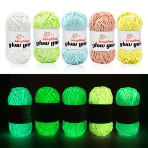 TEMU 야광 실, 5팩 총 250g/8.8oz - 275야드, DIY 아트, 뜨개질, 크로셰 및 공예용 실, 뜨개질 용품,재미있는 공예 재료,어둠 속에서 빛나는,고품질 실,부드러운 질감,공예용 실,뜨개질 취미가들,창의적인 메이커|뜨개실