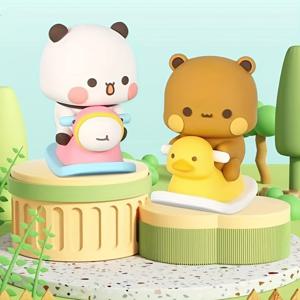 TEMU 귀여운 판다 커플 피규어 - 그와 그녀를 위한 완벽한 생일 선물, 차량 및 테이블 장식에 이상적, 레진, 전원 필요 없음, 2개/1개 조각
