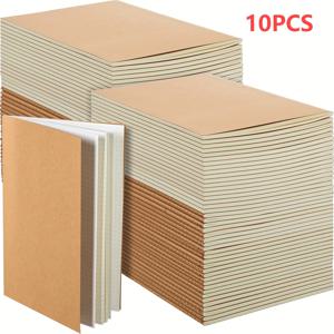 TEMU 10pcs/40pcs/60pcs A5 갈색 크래프트 노트북, 8.3x5.5 인치 빈 페이지 다이어리, 매트 핏, 점선 규칙, 작업, 예술 캠프, 여행자, 사무용품에 이상적 - 완벽한 크리스마스 선물, 여행 일기 | 빈 페이지 노트북 | 점선 규칙 노트북
