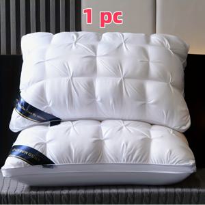 TEMU 1개 럭셔리 5성급 호텔 퀄리티 베개, 600g 무게감, 19x29인치 - 깊은 수면 목 지지대, 사계절용 비침 홀드 고밀도 코어, 세탁기 사용 가능, 화이트 마감, RV 침구용 베개