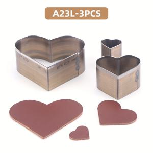 TEMU 3pcs DIY 인조 가죽 공예 펀치 세트 - 사랑, 별 & 물방울 모양의 탄소강 스텐실 몰드, 창의적인 프로젝트용