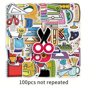 TEMU 100개 생동감 있는 만화 문구 스티커 - 매트, 스케이트보드, , 냉장고, 물병 및 휴대폰 케이스용 자체 접착 데칼 - , 불규칙한 모양, 종이 소재, 재미있는 스티커