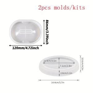 TEMU 2개 세트 타원형 면도기 받침대 에폭시 실리콘 몰드 키트, 반지 보관함 주얼리 트레이 홀더 DIY 캐스팅 아트 공예 홈 데코