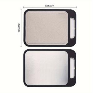 TEMU Faridabio 1pc 304 스테인레스 스틸 양면 절단판 - 과일, 채소 및 고기용 직사각형 식품 접촉 주방 절단판, 가정용으로 이상적, 휴일 요리 및 식사 준비, 주방용 절단판