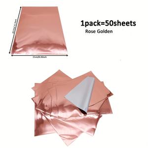 TEMU 50장 ALINACUTLE 메탈릭 핫 포일 시트 - 로즈 골드 (ROSE Golden), A4 사이즈 (11.7x8.26인치), 스크랩북, 카드 만들기, 플래너, 초대장용 - 웨딩, 생일, 기업 장식용 고급 메탈릭 마감 - 초보자 & 전문가를 위한 크래프팅 필수품, 반짝이는 소재, 쉬운 적용, 포일, 프로페셔널 디코레이터