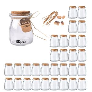 TEMU 팩 100.5oz 유리 병 코르크 뚜껑, 끈과 태그가 달린 작은 투명 용기 푸딩, 사탕, 향신료, 껍질 컬렉션 - 장식 파티 선물, 결혼식 선물