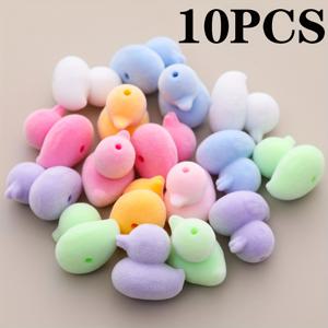 TEMU 22.5mm 아크릴 오리 푸피 비즈, 다양한 색상, DIY 보석 만들기용 구멍 펜던트 비즈, 펜 장식, 브레이슬릿, 목걸이, 귀걸이, 핸드폰 체인, 열쇠고리, 가방 장식품