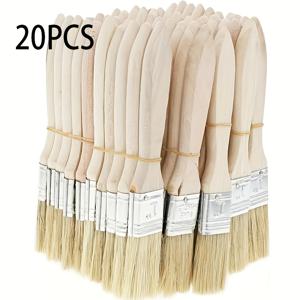 TEMU 20pcs 다기능 1인치 플랫 브러시 세트, 페인팅, 염색, 바닐슈, 접착제 및 DIY 홈 수리 도구용 재사용 가능한 합성 모피 브러시, 고당 핸들