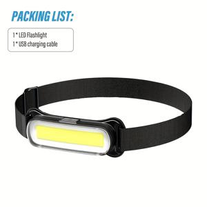 TEMU 미니 홍수등 COB 헤드램프 1개, 3가지 모드, USB 충전, 낚시, 캠핑, 야간 달리기, 유지보수, 등산, 하이킹용 휴대용 핸즈프리 손전등