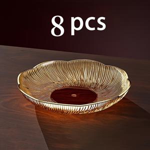 TEMU 4/8개 고급 및 경량 럭셔리 PET 스낵 플레이트, 금색 테두리, 과일, 스낵, 재료에 적합, 거실 모임, 파티, 식탁 식품 디스플레이 및 보관, 아름다운 외관, 생일, 휴일, 집들이 등에 선물로 사용할 수 있습니다.