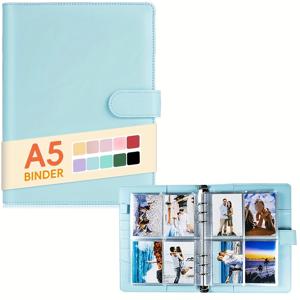 TEMU 1pc A5-PU 합성 인조 가죽 풀페이지 사진 앨범, 10개의 내부 페이지 및 80개의 카드 슬롯을 포함하고, 3인치 소형 카드 아이돌 스타를 추격하는 고가의 저장 책 | DIY 앨범