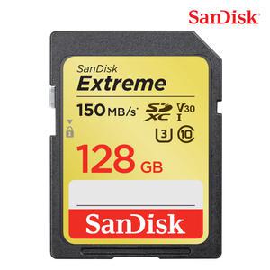 (특 가) 샌디스크 SDXC Extreme 128GB 150MB/s UHS-I U3 4K V30/SDXV5