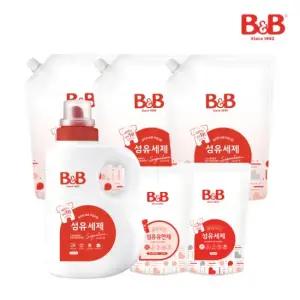 비앤비 유아 섬유세제 1500ml 용기형 1입+리필형 3입+(증정)세제800ml 유연제800ml